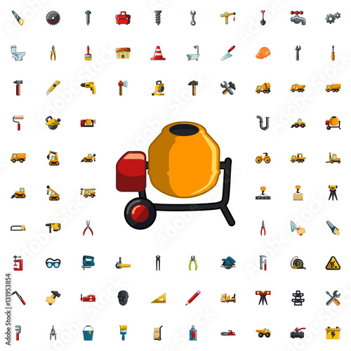 concrete mixer icon illustration