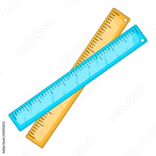 Two crossed rulers icon. Cartoon illustration of two crossed rulers vector icon for web design