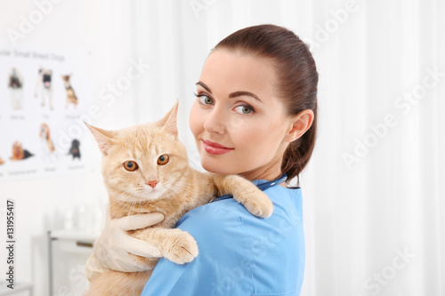 Pretty young veterinarian h...