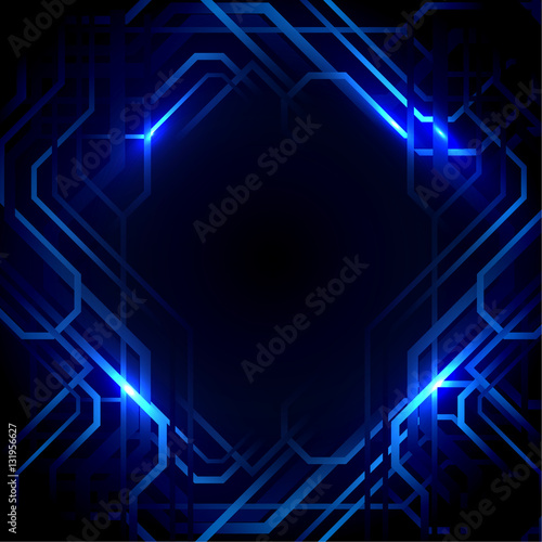 Abstract lines and blue lights background. Technology concept de