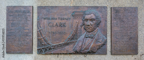 Bild auf Leinwand William Tierney Clark commemorative plaque near Chain Bridge in Budapest