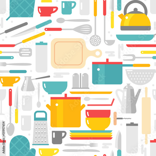 Kitchenware pattern vector background