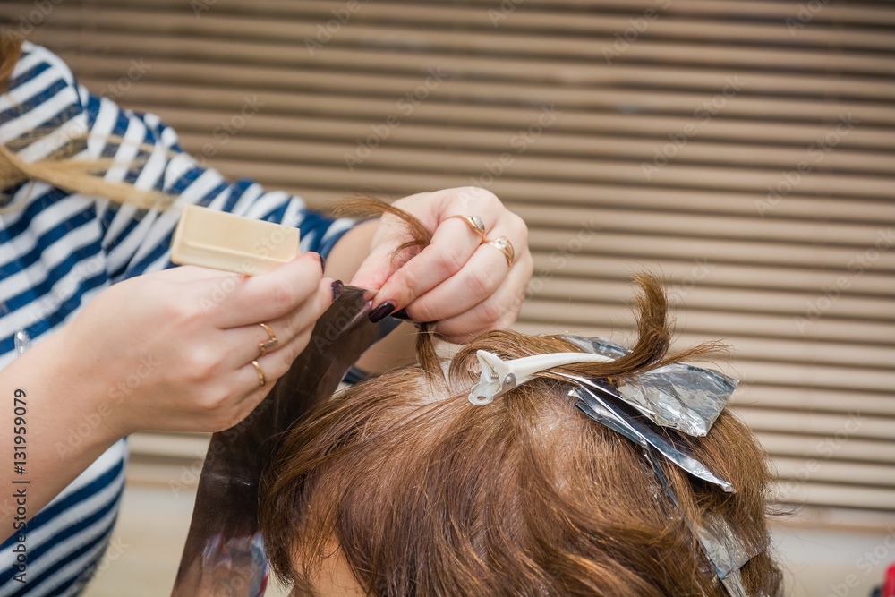 Fototapeta premium Hairstyle in beauty salon