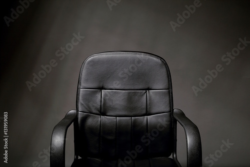 Empty Black Leather Office Chair