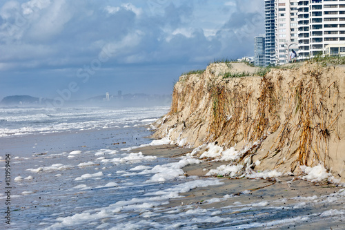 Fototapet Beach erosion after storm activity