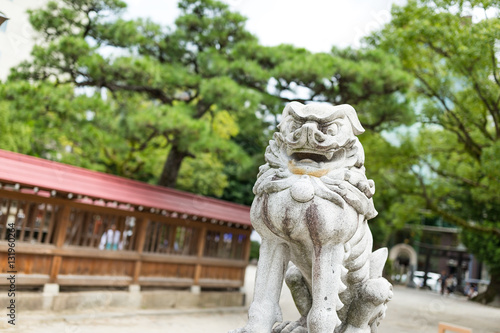 Lion statue in Japanese temple