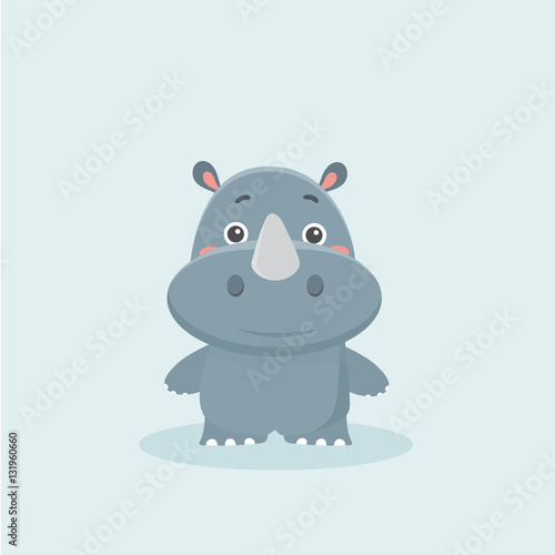 Cartoon funny rhinoceros.  