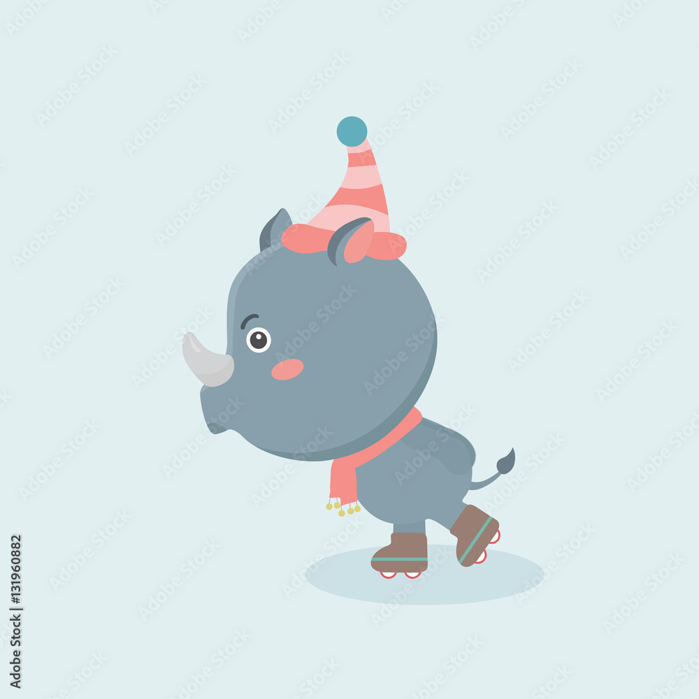 Fototapeta premium Cartoon funny rhinoceros. 