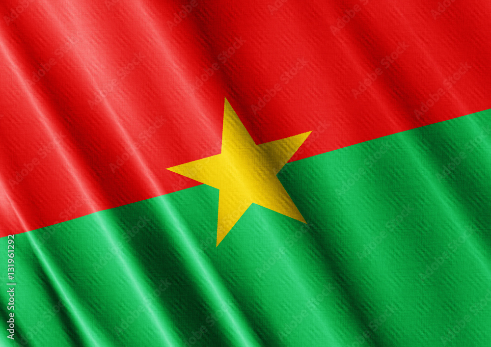 Burkina Faso waving flag close Burkina Faso waving flag close