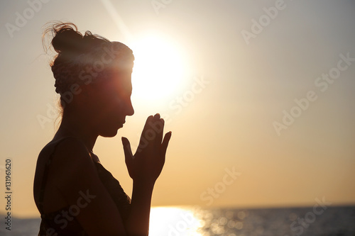 Woman at the sunset in Turkey