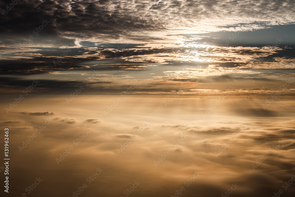 Aerial view of clouds at Sunset