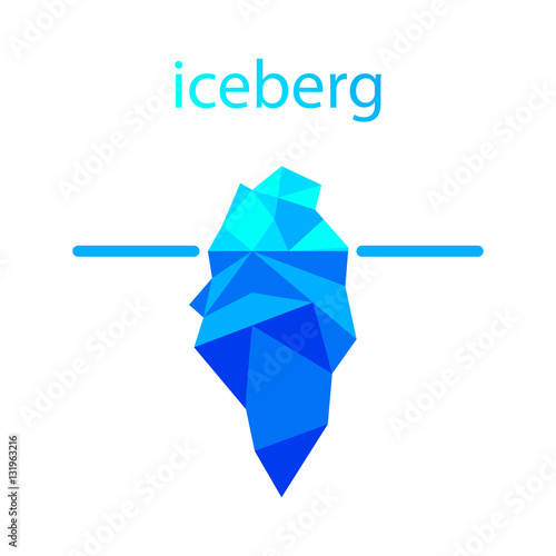 Polygonal iceberg in water icon.