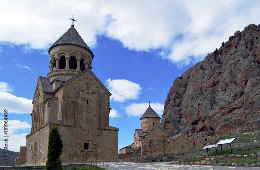 Stone Armenian church in the Noravank monastery among the rocks.