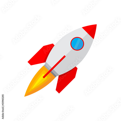 Spaceship icon in flat design. Vector illustration.