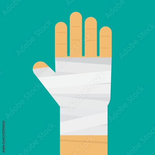 Broken arm and bandage