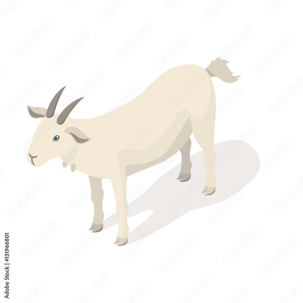 Isometric 3d vector illustration of white goat.