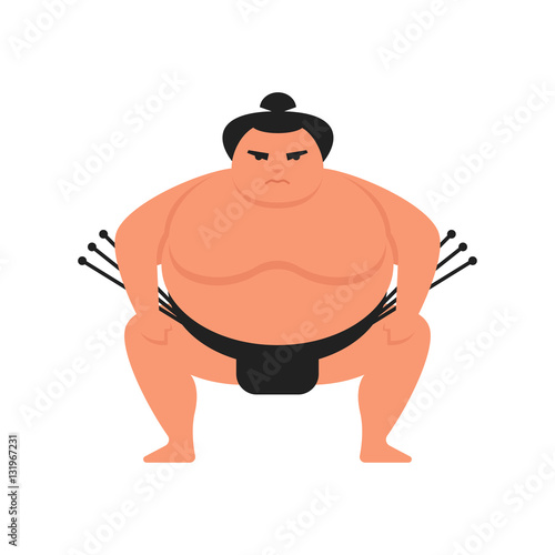 Vector flat style illustration of sumo wrestler