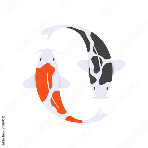 Vector flat style illustration of Japanese koi fish.