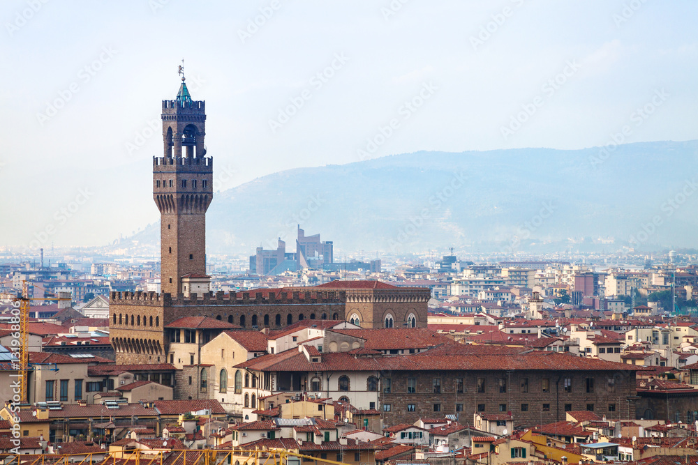 above view of Old Palace in Florence city