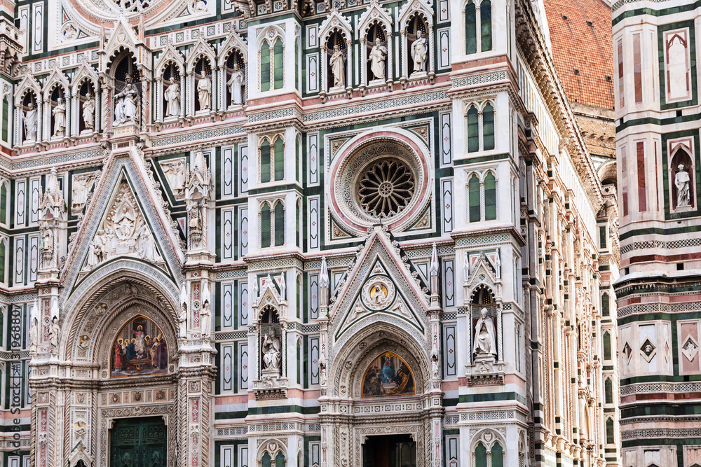 ornamental walls of Duomo Cathedral in Florence