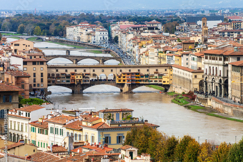 above view of Ponte Vecchio in Florence town © vvoe