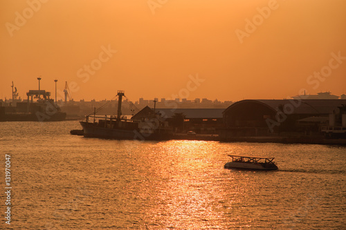 Sunset on harbor