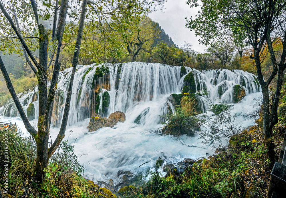 Waterfall. Jiuzhaigou Valley was recognize by UNESCO as a World Heritage Site and a World Biosphere Reserve - China