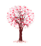 Spring blossomed tree illustration.