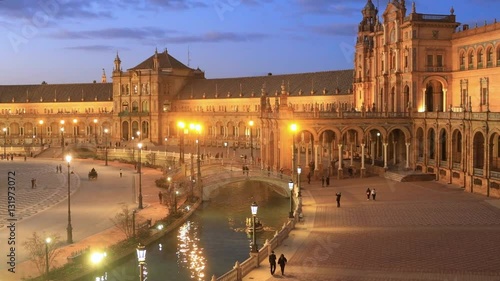 Plaza de Espana in the evening in Seville, Andalusia, Spain
 photo