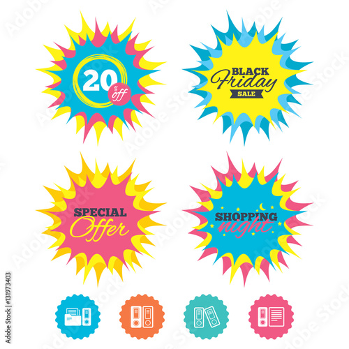 Accounting icons. Document storage in folders.