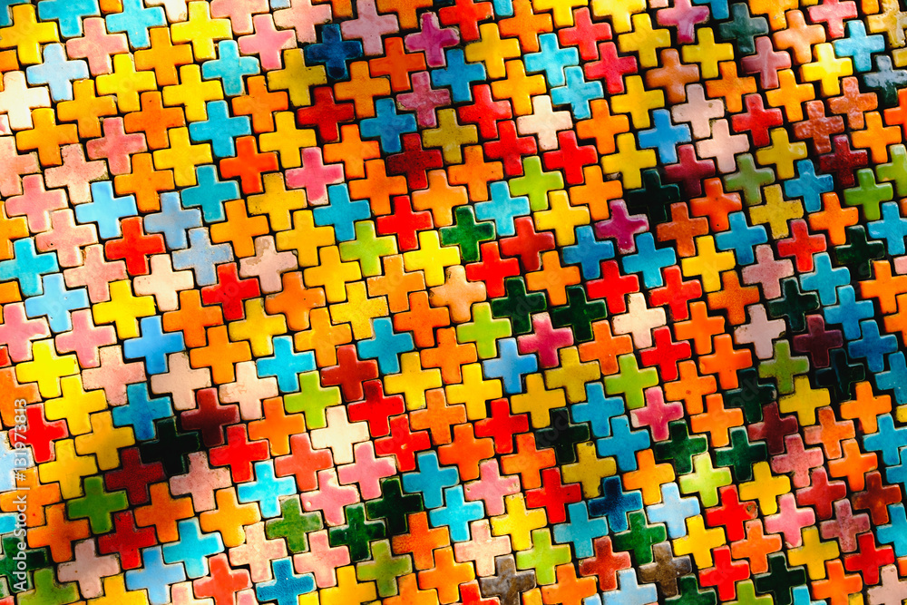 abstract rainbow colourful brick wall in a background image