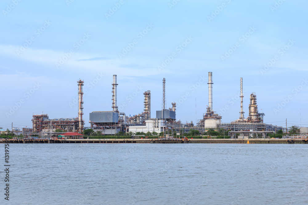 Oil refinery on water front