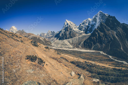 beautiful mountain landscape on the way to everest base camp. sagarmatha national park. nepal © lzf