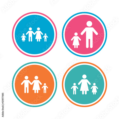 Family with two children sign. Parents and kids. © blankstock