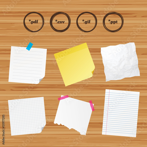 Document signs. File extensions symbols.