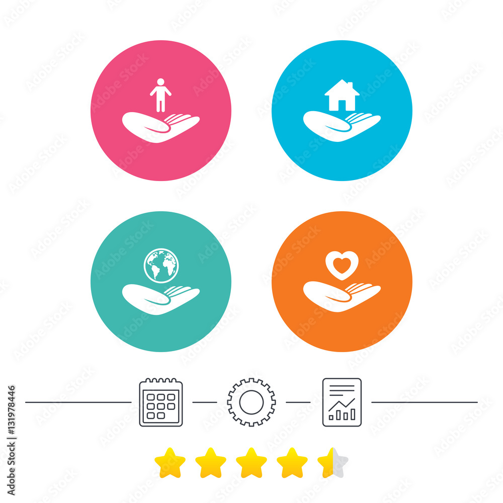 Helping hands icons. Protection and insurance. Helping hands icons. Protection and insurance.