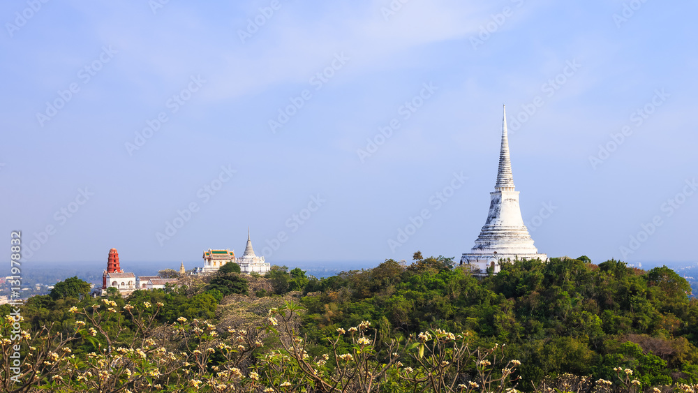 Temple on mountain top at Khao Wang Palace, Petchaburi, Thailand