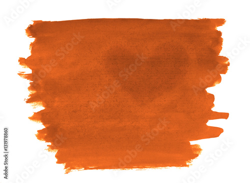 A fragment of a terracotta watercolor background with the dark silhouette of the heart