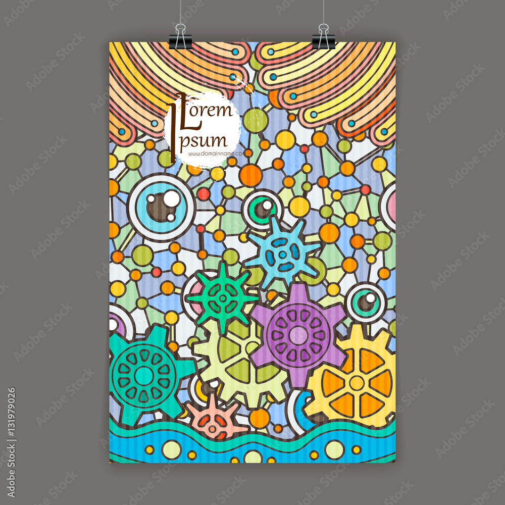 Stylish presentation of wall poster, magazine cover, design paper print  template. Folder zentangle design content background or backdrop. Stock  Vector | Adobe Stock