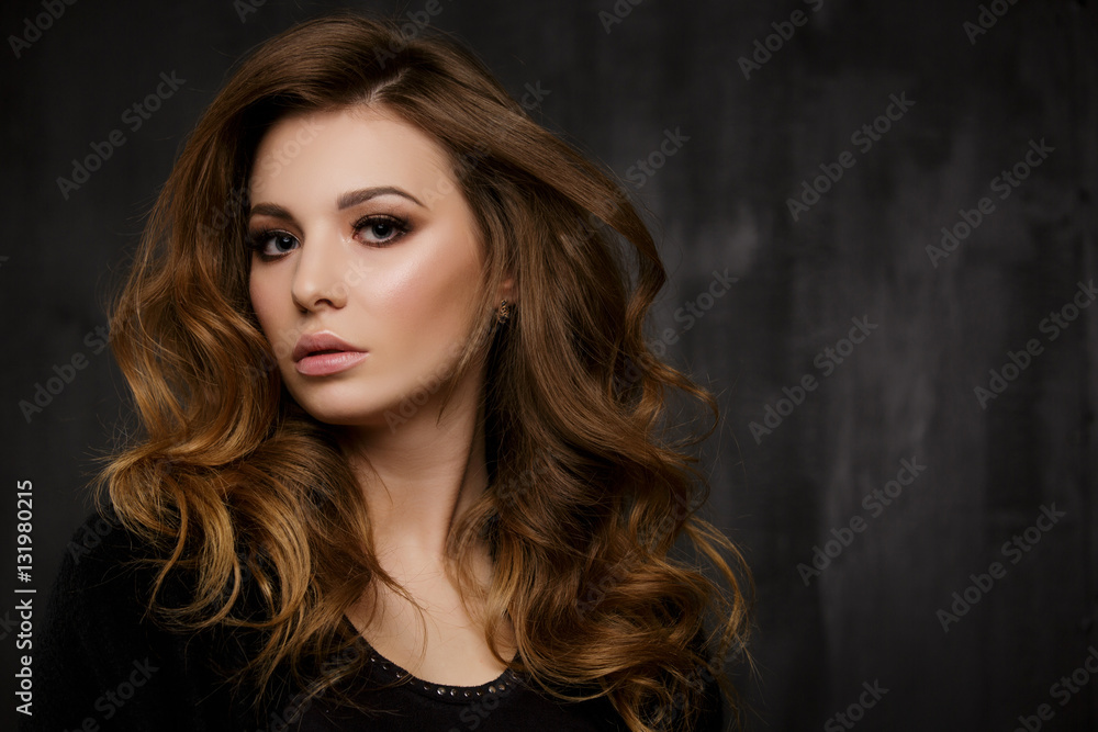 Beautiful brunette in black dress Beautiful brunette in black dress