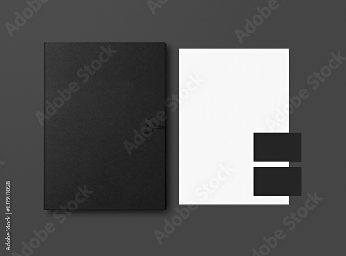 Mock-up. Template for branding identity. Blank objects for placing your design. Sheets of paper, business cards and folder. 