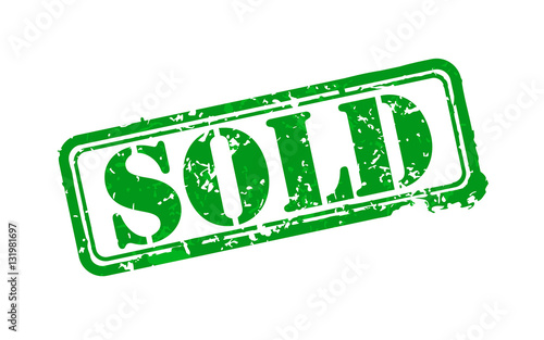 Sold green rubber stamp vector illustration. Contains original brushes