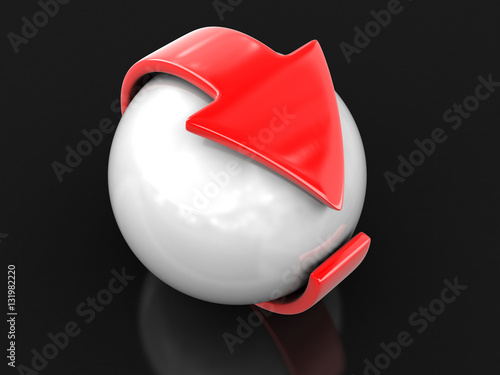 Arrow around sphere. Image with clipping path
