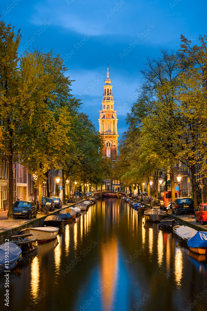 Fototapeta premium Amsterdam at night, Netherlands