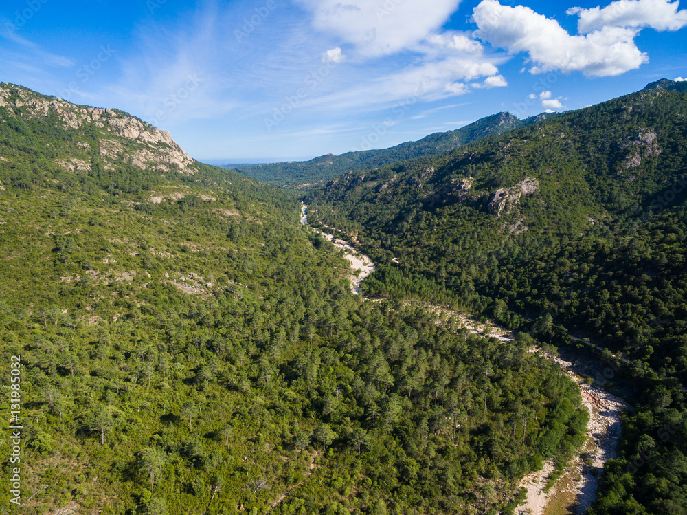 Fototapeta premium Aerial view of Cavu natural pool near Tagliu Rossu and Sainte L