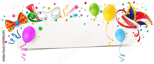 Banner mit Faschingsmotiven und Luftballons - Vorlage