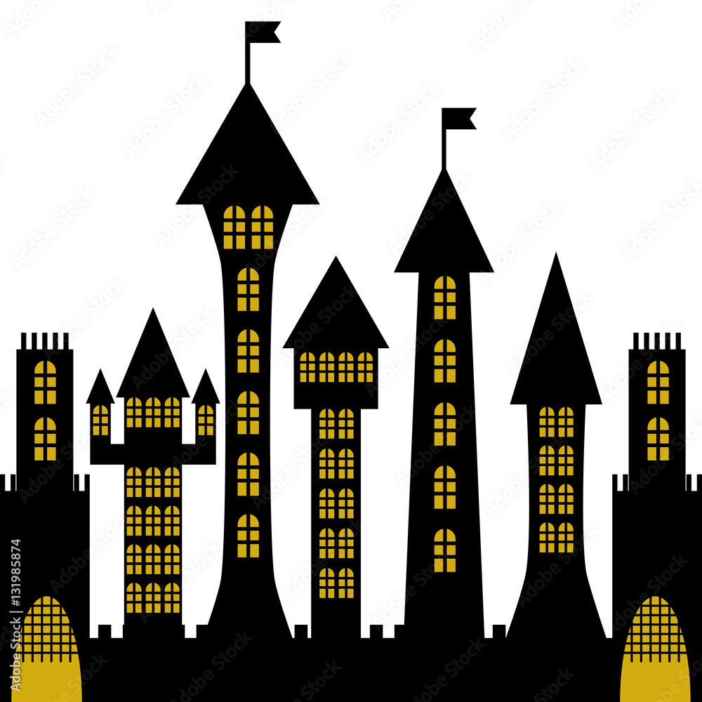 isolated vector ancient gothic castle black silhouette