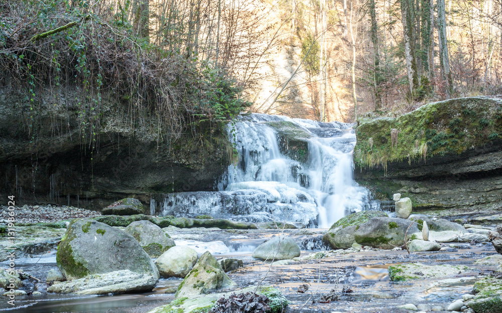 Wasserfall im Winter mit Eis