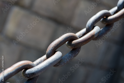 Iron chain close up view
