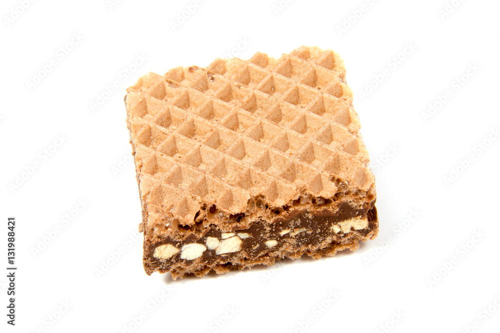 Wafers with chocolate on a white background Wafers with chocolate on a white background